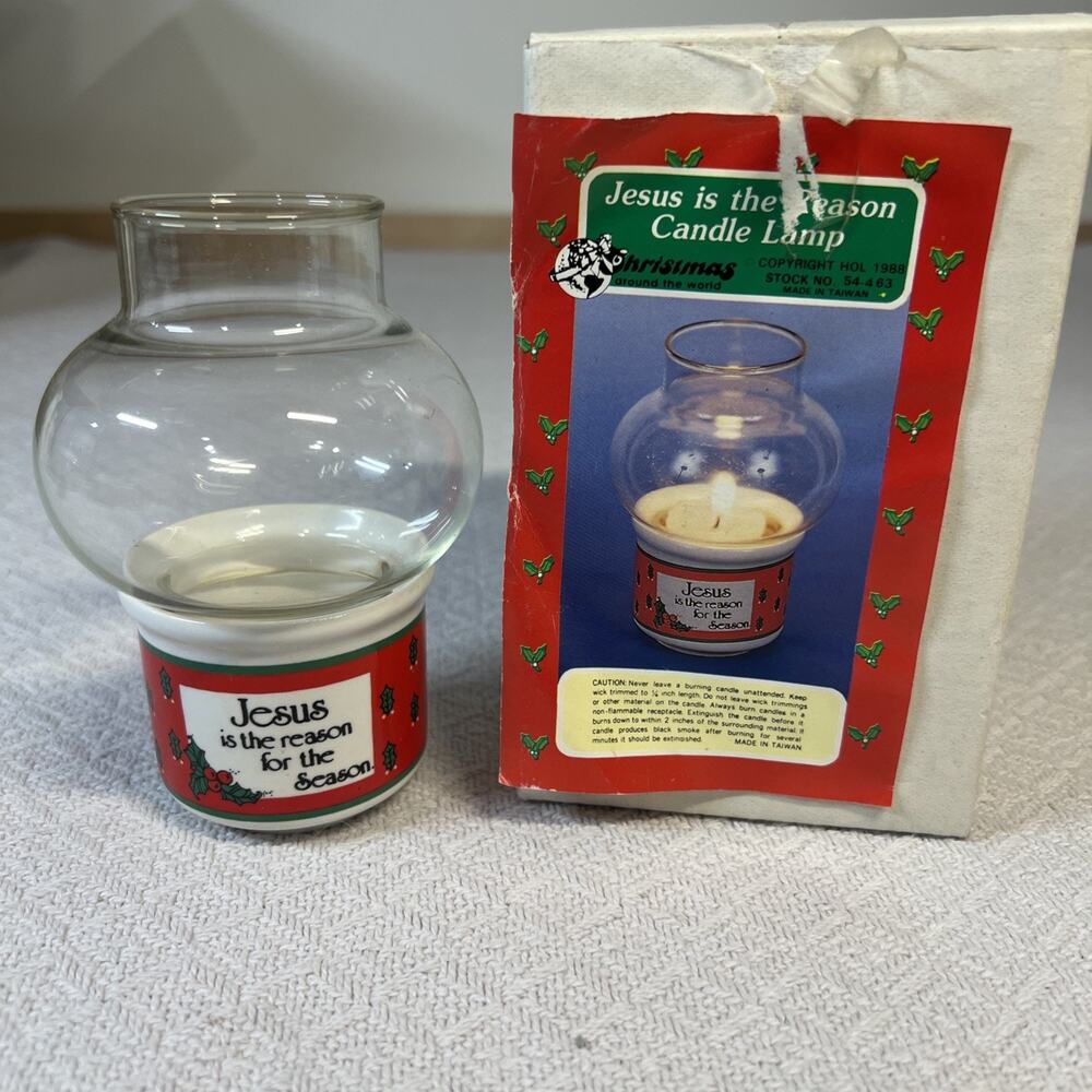 Jesus Is the Reason for the Season Mini Hurricane Candle Lamp vintage